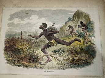1853 Hand Colored Engraving Of Aboriginal Bee Hunters