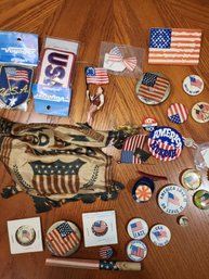 Early 1900s To Mid Century Patriotic Buttons Etc