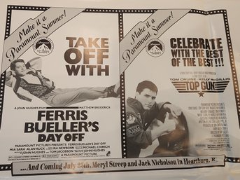 1986 Top Gun / Ferris Bueller Theater Ad Copy Sheets