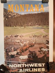 Vintage Northwest Orient Airlines Montana Poster