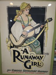 Original 19th Century Stone Litho Theatrical Poster A Runaway Girl