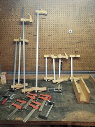 Useful Assortment Of Workshop Clamps & A Wood Mitre Box