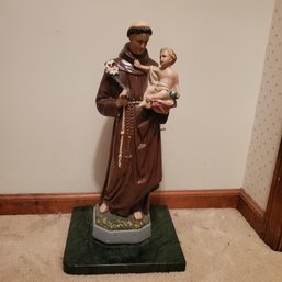 Vintage St. Anthony Statue On A Marble Base