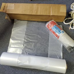 Large Roll Of Clear Plastic Sheeting - 24.75 Inches Wide - Originally 100 Feet Long Plus Smaller HUSKY Plastic