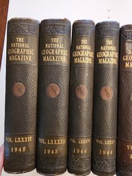 10 Volume Leather-Bound 1940s And 1950s National Geographic