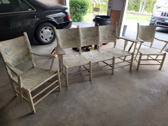 Great Vintage Woven Rattan Outdoor Sofa & Chairs   ...G