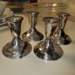 Four National Sterling Co Silver Weighted Candle Holders   K1