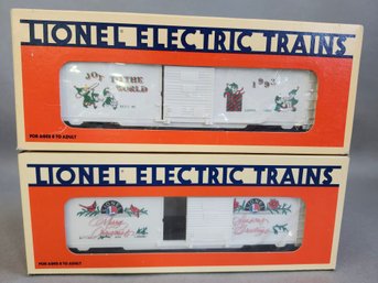 NIB 1993 Christmas Boxcar & 1992 Christmas Car Lionel Trains