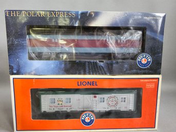 NIB The Polar Express Baggage Car & Elf Transport Work Car Lionel Trains