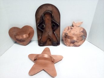 4 Piece Large Copper Baking Cookie Cutter Treasures - Star, Apple, Heart & Gingerbread Man       FL/D3