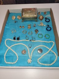 Nice Assortment Of Costume Jewelry And Small Jewelry Box  LP/D4