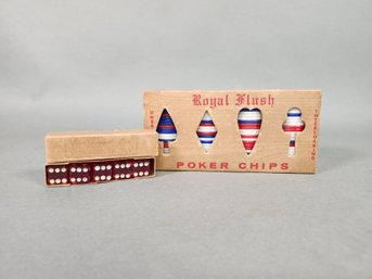 Vintage 'Royal Flush' Poker Chips & Dice