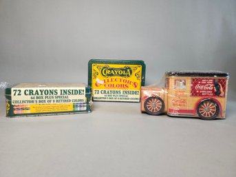 Vintage Crayola Crayons Tins With Crayons, Unopened With Plastic Wrap