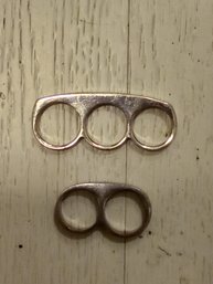 VINTAGE  METAL 3 FINGER RING AND A 2 FINGRT RING