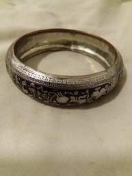 ANTIQUE  JAPANESE SILVER OVER COPPER METAL HAND MADE BANGLE BRACLET