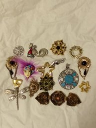 VINTAGE 16 BROOCHES COSTUME JEWELRY