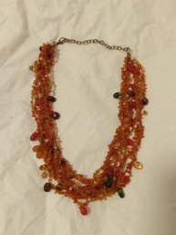 VINTAGE  BEADED HAND BLOWN GLASS LARGER BEADS NECKLACE