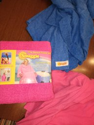3 Snuggle Blankets / Towels With Arms. 1 Unused