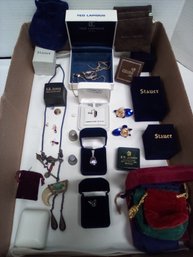 Craft Materials Lot With Broken & Single Piece Jewelry Selections, Gift Boxes & Velvety Bags TA/A1