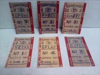 Actual 1959 Saratoga Springs NY Race Track Race Betting Tickets - All $2.00 Bets! To Win Or Show LP/A3