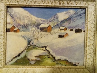 Vintage  M.ETTERLY OIL ON BOARD PAINTING