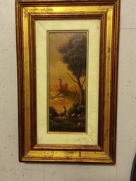 Antique ANGELINI OIL ON COPPER PAINTING