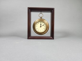 Hanging Metal 'Sterling Noble' Clock In A Wooden Frame
