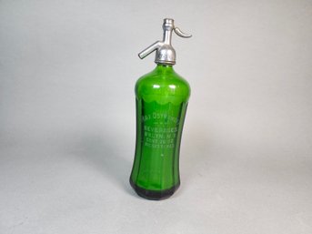A Vintage 'Max Ostromoff Brooklyn' Green Glass Seltzer Bottle