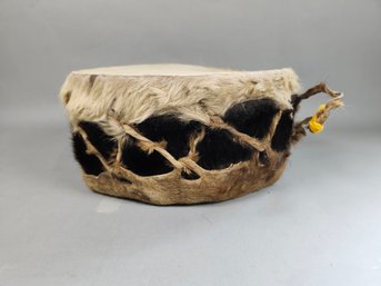 Vintage Native American Drum With Fur Detail