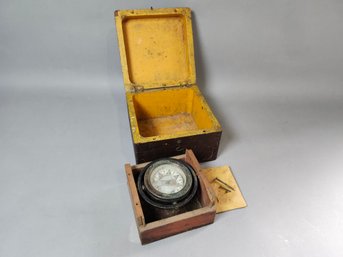 Antique Nautical Ship Compass With Wooden Box