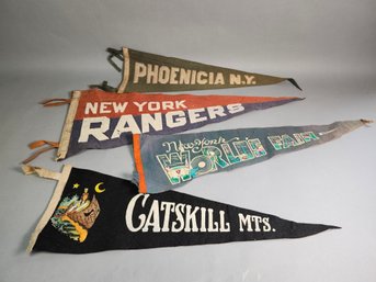 Vintage New York Pennants: Catskills, NY Rangers, Phoenicia, NY World's Fair