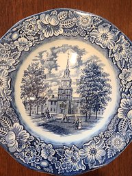 10 In Staffordshire Collector Plate, Independence Hall.
