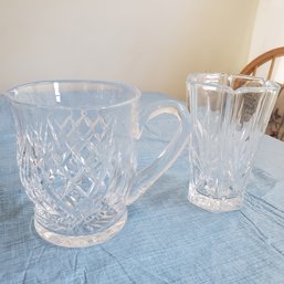 Over 24 Percent Lead Crystal Stunning AVON Items- Crystal Pitcher & Crystal Flower Vase. BR 2