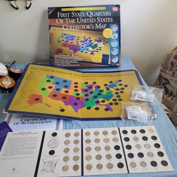 Ltd Edit First State Quarters Of The United States Collector's Map & Folder ** PLUS 54 Quarters