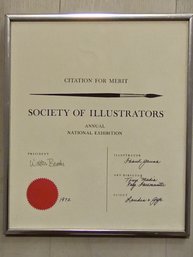 1972 FRANK GAUNA SOCIETY OF ILLUSTRATORS AWARD HAND SIGNED