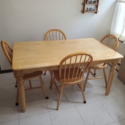 Ash Wood Block Kitchen Table & 4 Chairs