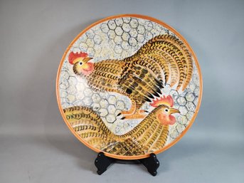 Large Hand Painted Italian Ceramic Chicken Platter Wall Hanging