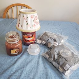 2 Yankee Candles- Pumpkin Buttercream & Pumpkin , 100 Unscented Tea Light Candles & 1 Ceramic Candle Shade BR2