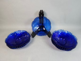 Ten Beautiful Cobalt Blue Salad Bowls