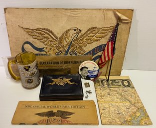 USA Historical Lot Including Coins, Map, Declaration Of Independence And More