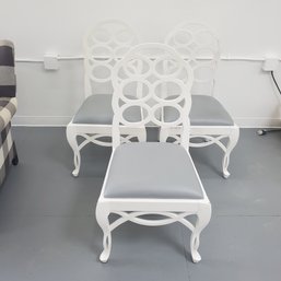 Three Fancy Painted Wood Chairs-New Seat Cushions ***Separate Pick-Up Location Sat. Aug. 10