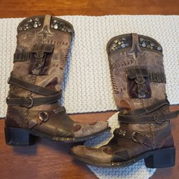 Incredible Texas Double D Ranch Ladies Frontier Trapper Boots - Prev Owned 8 1/2  LR