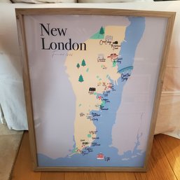 Wood & Glass Framed New London, Conn Map  LR