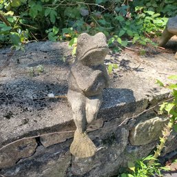 Cute As A Button! Cement Garden Frog In A Sitting Position.  SidYrd