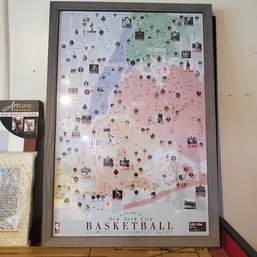 Large Wood Framed History Of New York City Basketball