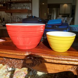 Two Colorful Melamine Kitchen Mixing Bowls.  212/CV4