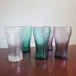 Five Vintage Coca- Cola Collectors' Beverage Glasses  3 Colors. 212/D5