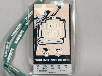 1999 Boston Fenway Park All Star Game Box Ticket With Lanyard