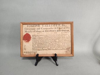 Antique 1720s Military Assignment As Captain In Guilford Connecticut, With Original Seal From The 1720's