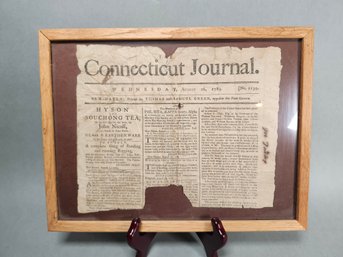 Antique Connecticut Journal  26 August 1789, Original Antique Fragment